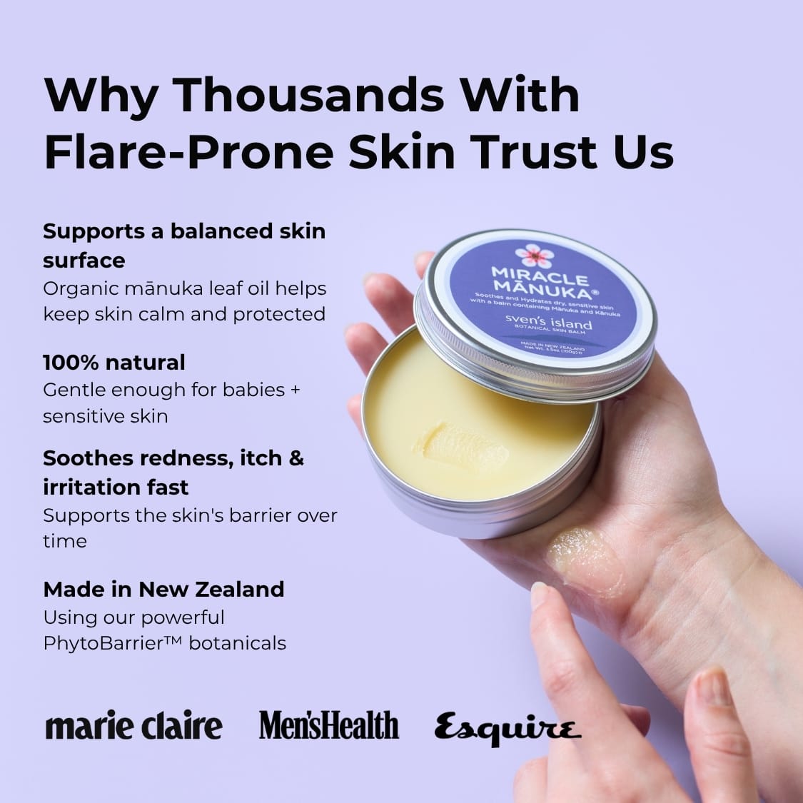 Sven's Island BODY Miracle Manuka Flare Relief Balm for Dry, Itchy Skin - 1.9 oz